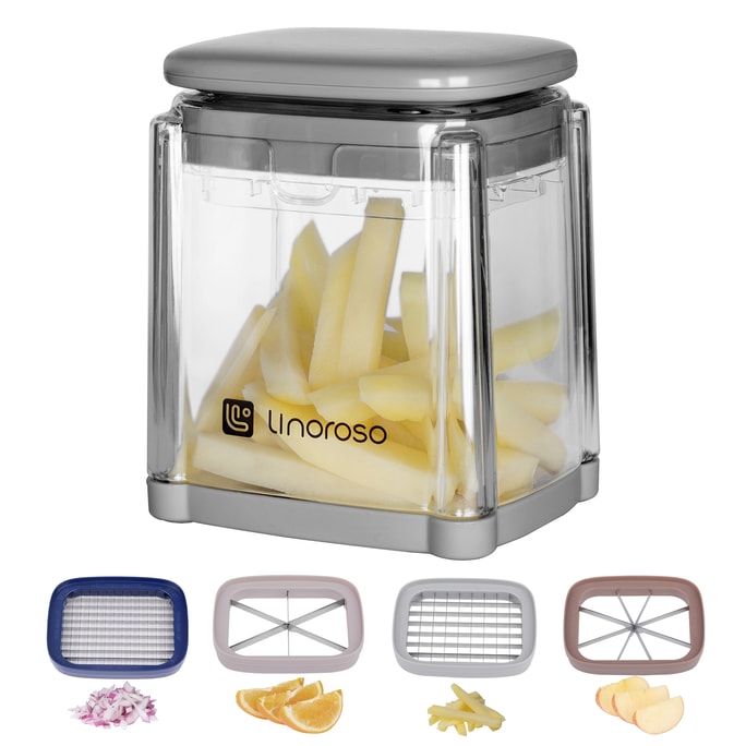  French Fry Cutter 4-in-1 Multi-functional Onion/Vegetable Chopper with Container