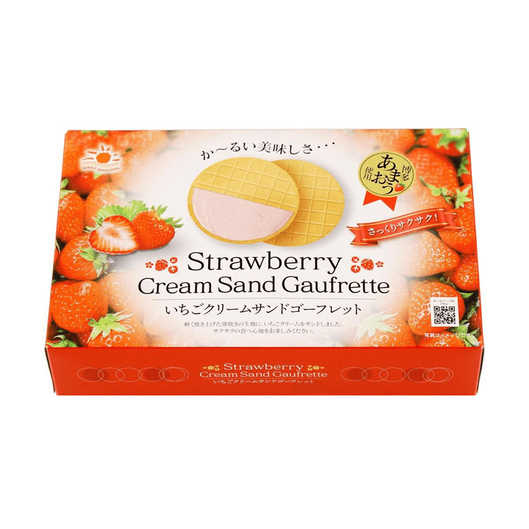 日本NIKKO日光 Sand Gaufrette法式奶油夾心薄脆鬆餅 三明治威化餅乾 草莓口味 10 80g【情人節禮物】 5