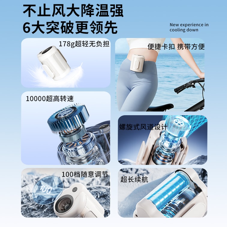 【便携夹腰长续航】ZAIWAN 在玩挂腰风扇随身便携式夹腰间消暑降温神器usb充电   BP1185-米白色(1件) 9