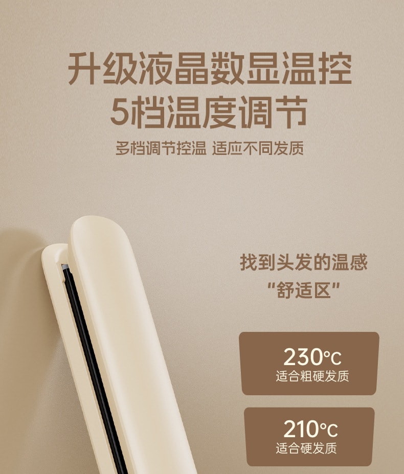 【中国直邮】 博莱雅 美规110V便携干湿两用直发器 5档可调温卷发直发二合一 电夹板造型器 米色 一套