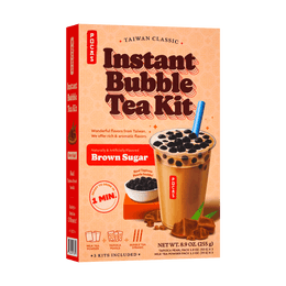 Instant Brown Sugar Boba Milk Tea with Bubble Tapioca Pearls Kit, 3 Pack, 8.99 oz
