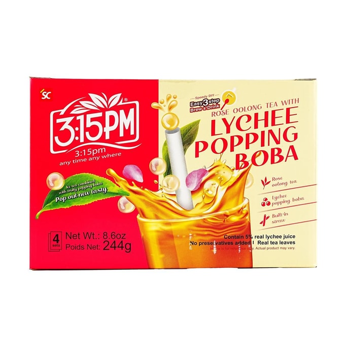 台灣三點一刻 荔枝爆珠玫瑰烏龍茶 244g