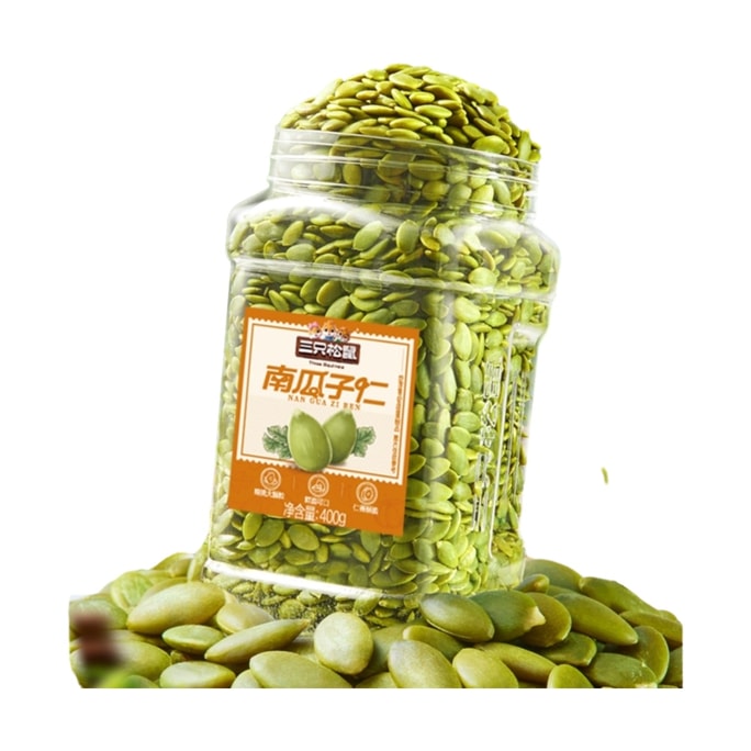 【중국 직송】 Three Squirrels 통조림 호박씨, 견과류, 구운 스낵 400g*1캔