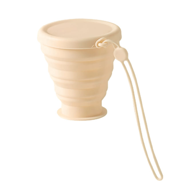 Kawashimaya Silicone Folding Water Cup Portable Food-Grade Compression Cup Outdoor Camping Cup Milky White 200ml