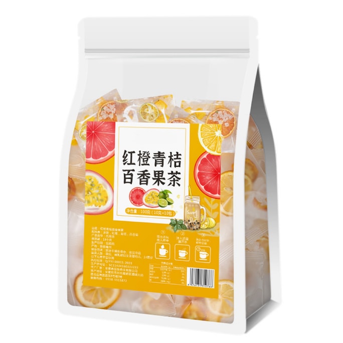 中国 ヨウミンティンツァオ レッドオレンジ グリーンオレンジ パッションフルーツティー 100g (10g×10袋)
