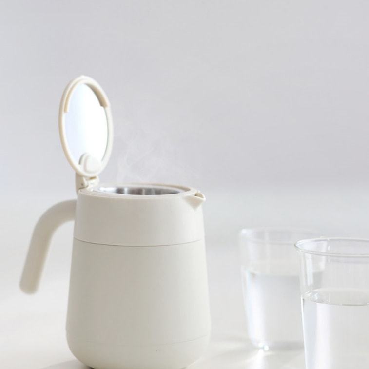 Thermos Flask Household Hot Water Kettle Tea Separator Steeping Teapot 316 Stainless Steel 800ml Black-Gray Single Unit 3