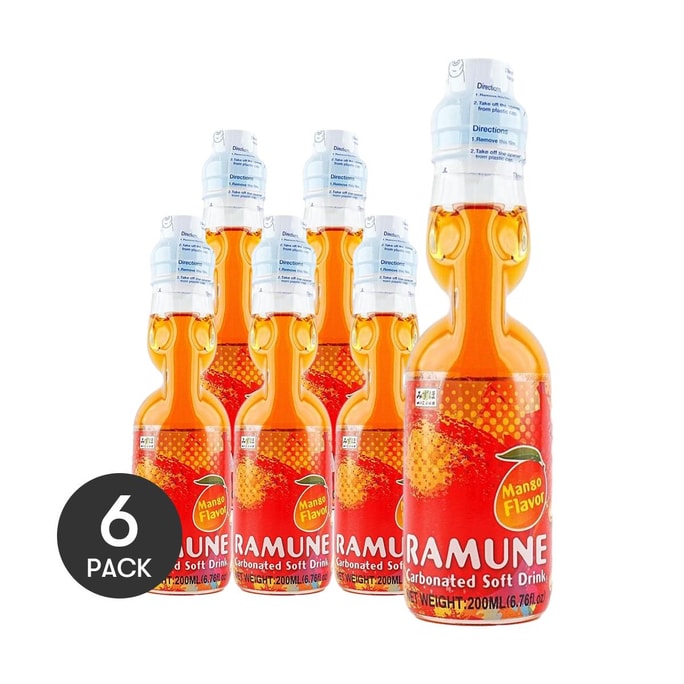日本MIZUHO瑞橞 弹珠汽水 芒果味 200ml *6【6份超值装】