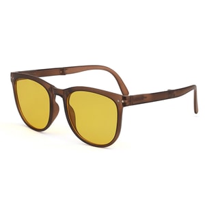 UV Protection Sunscreen Folding Sunglasses Tea Frame Yellow Film