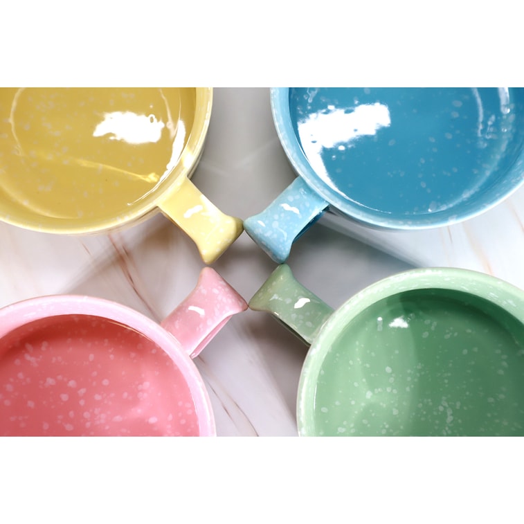 GINKGOHOME Microwavable Ceramic Noodle Bowl with Handle and Seal Sakura Snow Flake Floral Design - Ocean 24oz 7