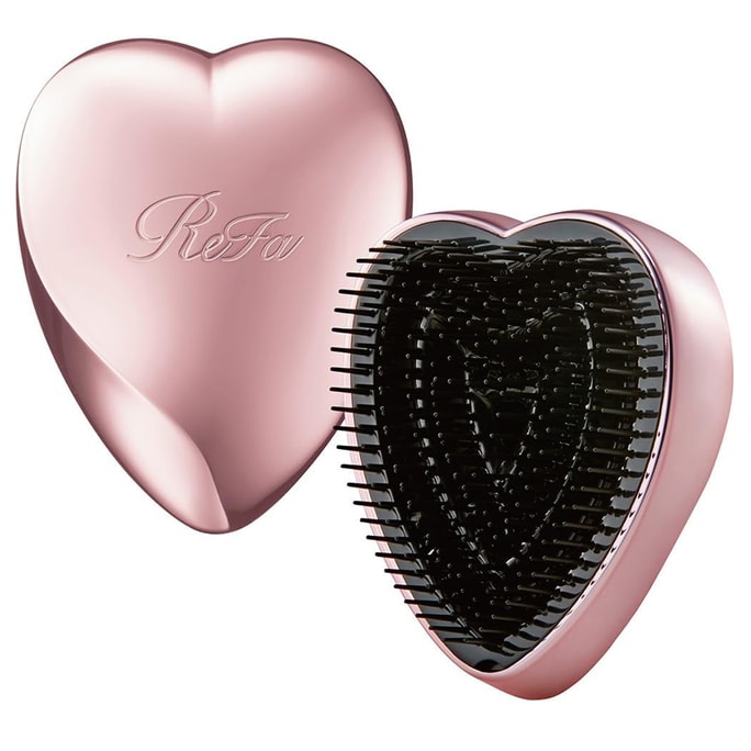 [일본 직배송] REFA 하트 모양 헤어빗, 휴대용 소형 헤어빗, 로즈골드 (1개)