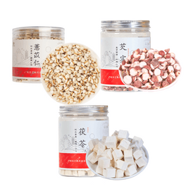 Poria cocos 250g + Coicis Seed 250g + Euryale Semen 250g, for removing dampness, promoting diuresis, reducing swelling, and nourishing health tea