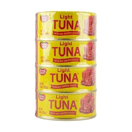 Light Tuna With Hot Pepper Sauce, , 5.29 oz*4 Pack, 21.16 oz【For Sushi, Bibimbap, Salads & Sandwiches】【Ready to Eat】
