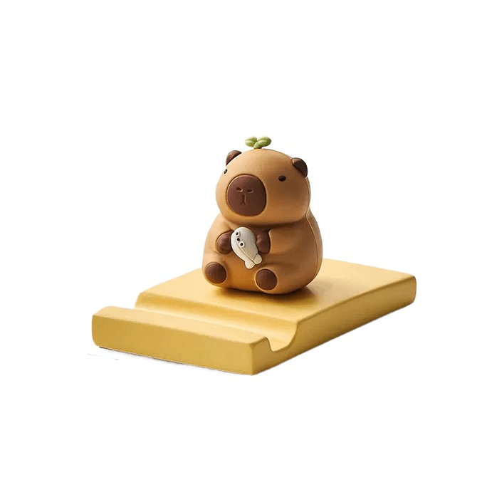 Buddha Capybara Phone Stand Concentrate On Touching Fish *1