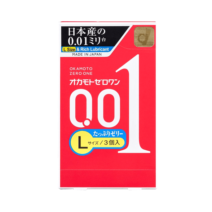 日本OKAMOTO 岡本||潤滑大號001避孕套||0.01mm L號 3個