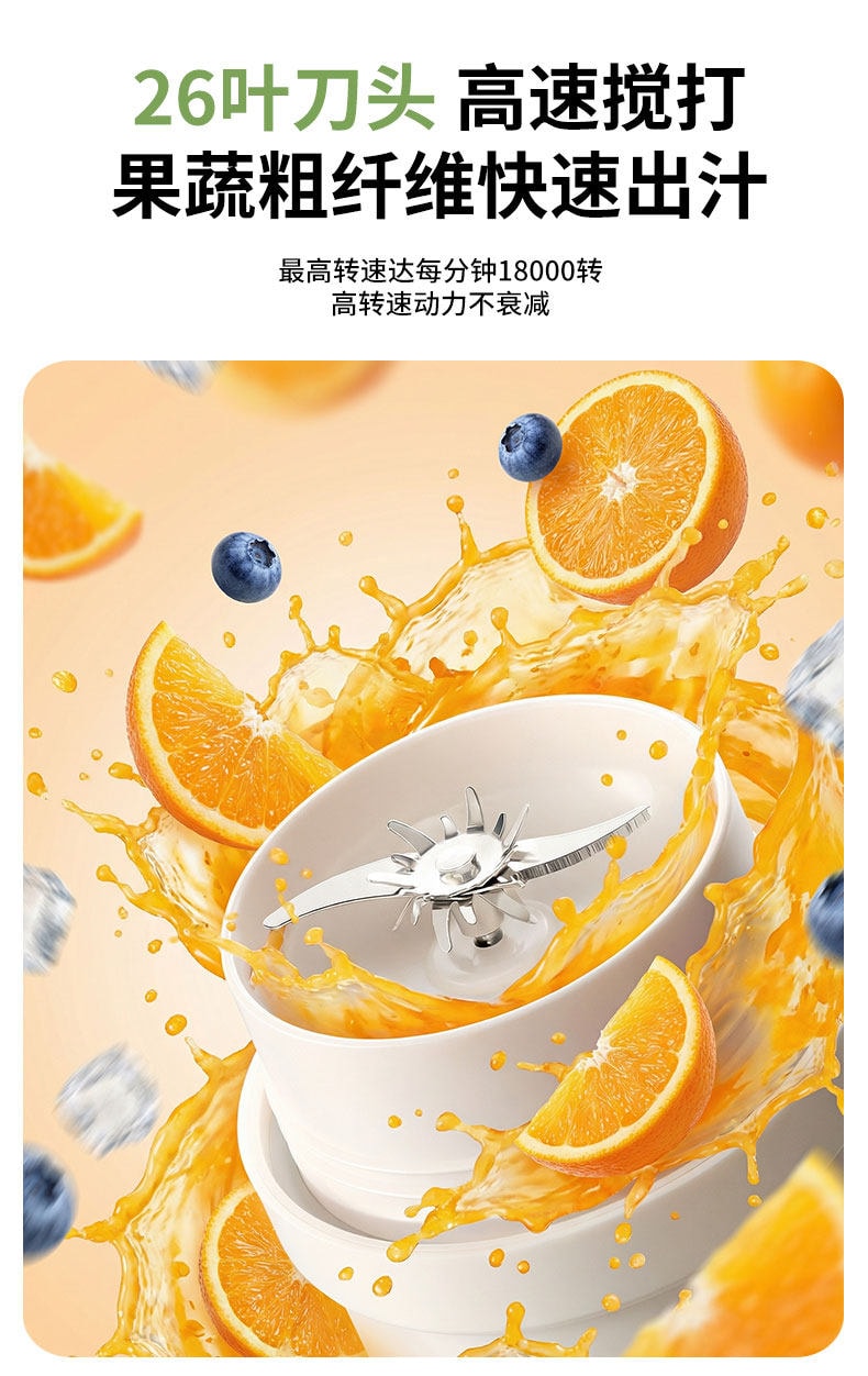 【中國直郵】 磨客 便攜式榨汁機家用小型榨汁杯無線全自動可碎冰保冷 牛奶白 1個