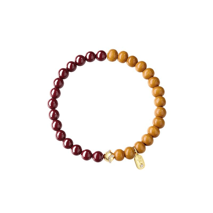 Zhenliu Designer Zodiac Peach Wood Cinnabar Bracelet for Women, 15cm *1 pc