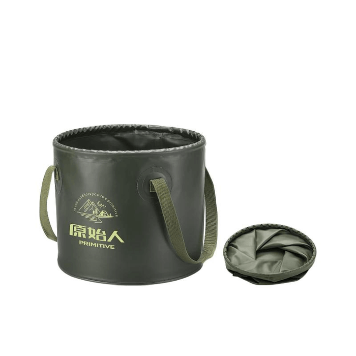 Outdoor Folding Bucket Portable Water Basin Travel Forest Green 10l25*21Cm*1