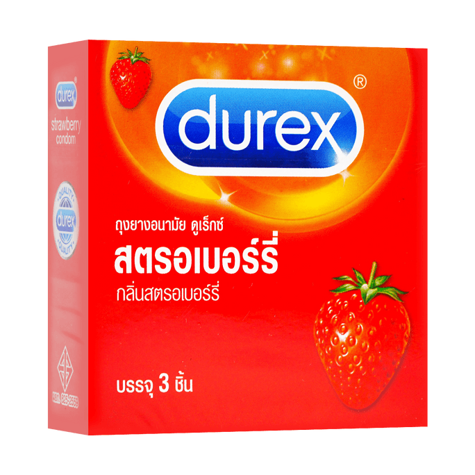 泰国DUREX 限定款安全套避孕套 草莓味 3枚入【泰国版】 成人用品