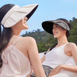 Women's Pleated Shell Black Rubber Sun Protection Hat Sun Protection UV Protection Ivory Rice 55-58cm