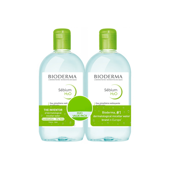 Sebium H2O Purifying Micellar Water Cleansing Makeup Remover For Combo to Oily Skin 500ml*2 Packs