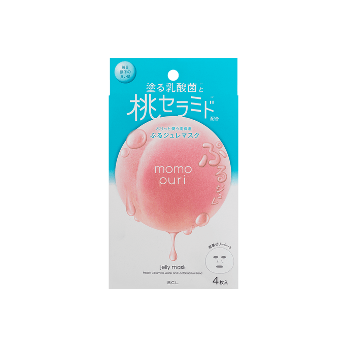 MOMO PURI Jelly Mask With Peach Ceramide Water and Lactobacillus Blend 4pcs