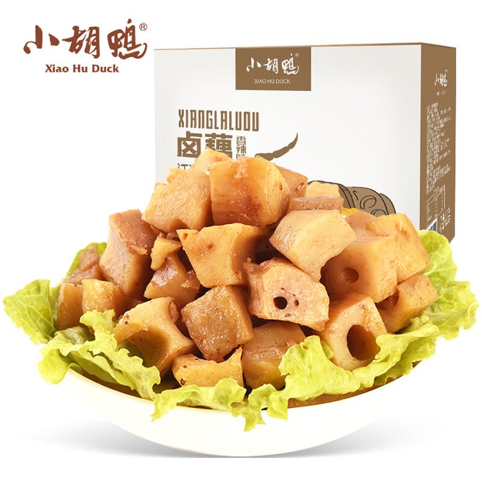 【中国直邮】 小胡鸭 香辣卤藕丁 休闲零食 卤味熟食 素食 粉藕 即食小吃 食品特产 九孔莲藕 300g