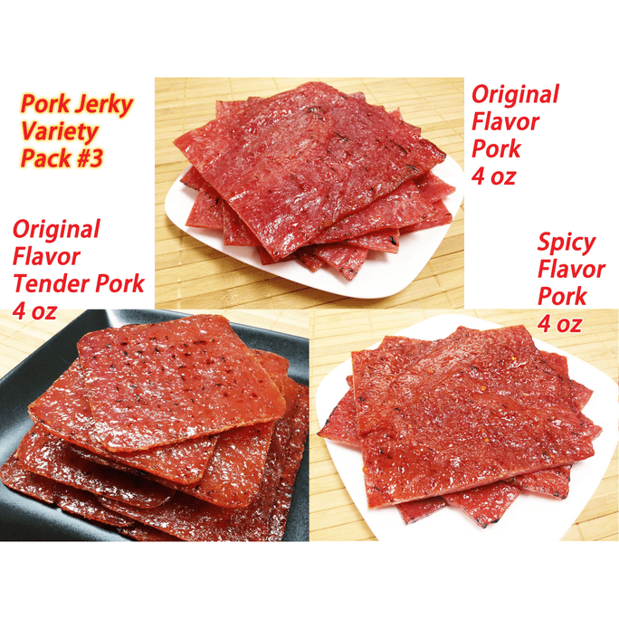 Pork Jerky (orig. pork 4oz./orig. tender pork 4oz./spicy pork 4oz.) 3bags Total 12oz. Singapore-style jerky 340g