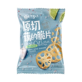 Lotus Delight Crispy Slices of Fresh Lotus Root (Not Potato Chips) Sea Salt & Lime Flavor 30g*1 Bag
