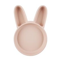 韓國ROCOU 兔子輔食盤 寶寶餐具 矽膠盤 吃飯防摔 夢幻粉 30.5*20*3.4cm