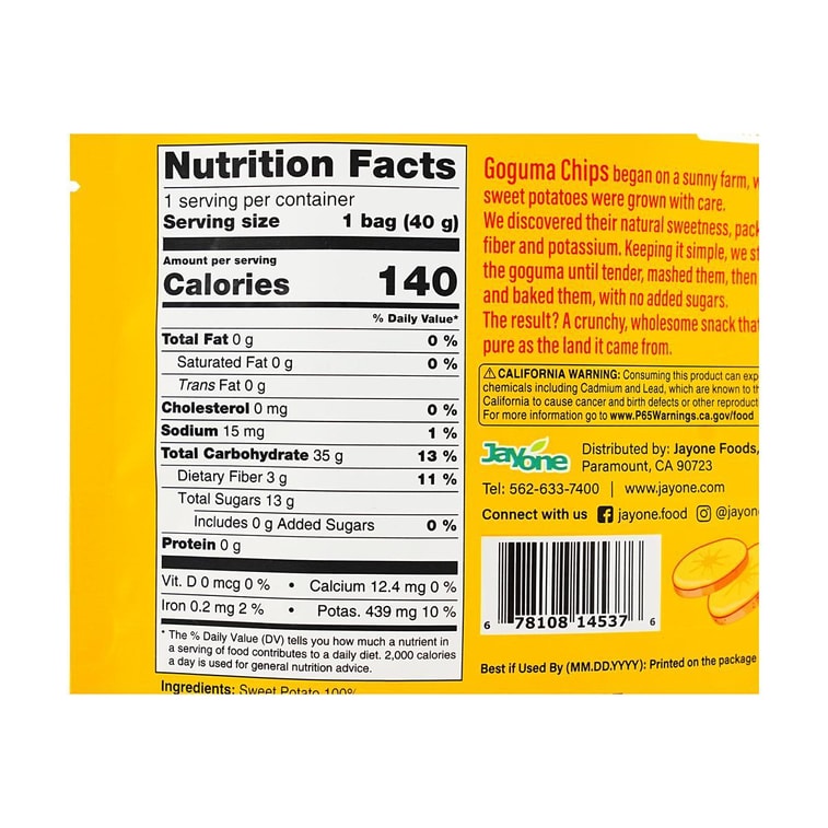  Goguma Chips,Korean Sweet Potato Chips,1.41 oz【Gluten Free No Added】 4