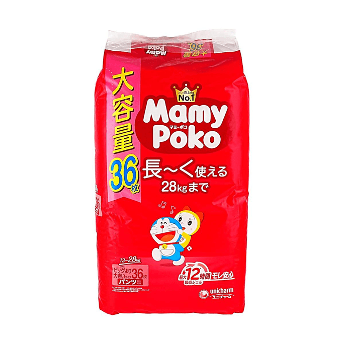 日本UNICHARM尤妮佳 MAMYPOKO 拉拉裤 Big加大码 13-28kg 36片【哆啦A梦联名限定版】