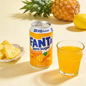 Fanta Zero Pineapple Flavor Soda, 11.83 fl oz【0 Sugar 0 Calories】