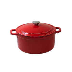 5.5 Quart Enameled Cast Iron Dutch Oven - Classic Red - Kitchen Essentials - Perfect for Bread Baking, Braising, Marinating & Slow Cooking - Features Moisture-Sealing Lid & Dual Handles