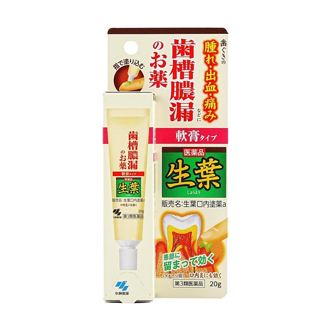 日本KOBAYASHI小林製藥 生葉軟膏藥膏 20g 緩解牙齦牙周炎口臭蛀牙 13種天然藥物 收緊牙床 預防神經外露