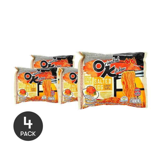 Oriental Kitchen Instant Stir-fried Noodles, Salted Egg Flavor ,3 oz *4【4 Packs】