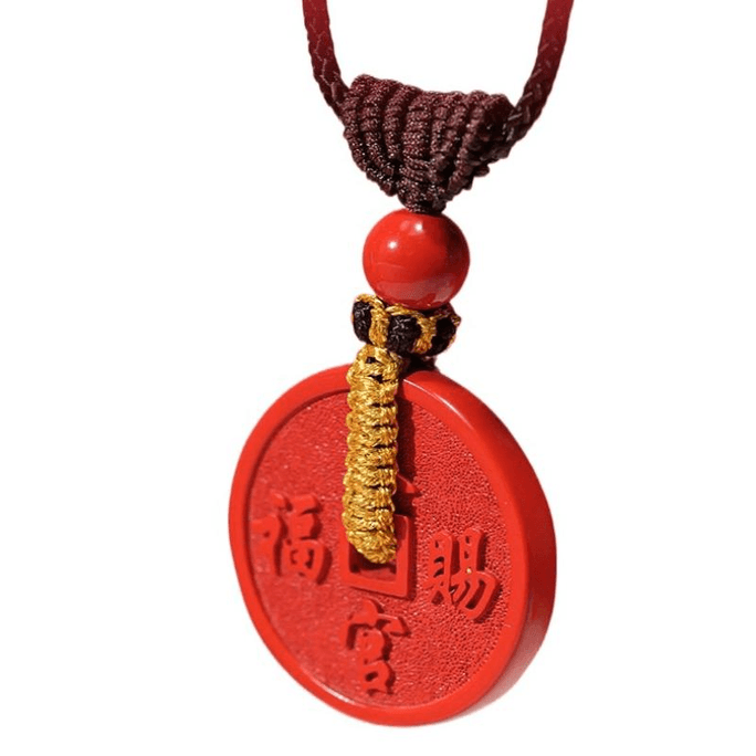 【中国直送】故宮博物院「学問の達人・試験合格」祝福ペンダント 中国赤ネックレス 2.5*2.5*0.4cm