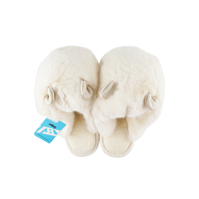 Women‘s Fuzzy Slippers  Fluffy Furry Slides Rabbit White Size38-39