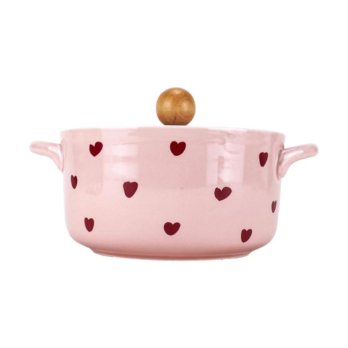 Ceramic Heart-shaped Soup Bowl Ramen Bowl with Lid 15cm 730ml