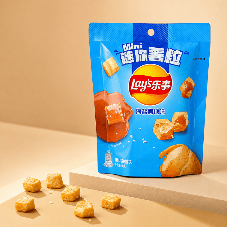 Mini Potato Cubes Honey Butter Flavor+Sea Salt Caramel Flavor, 2.82 oz【2 Flavors 2 Combo Packs】【Original Cut Potato Cubes】 4