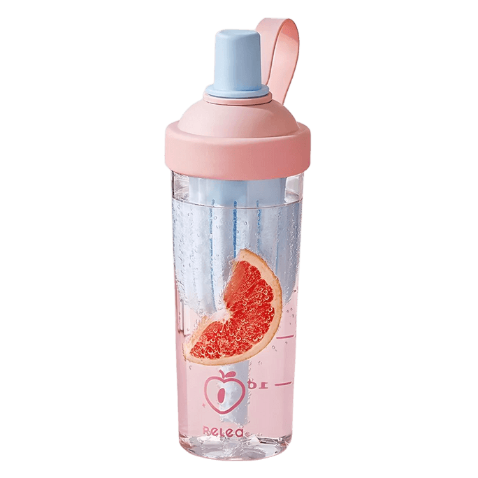 Large Capacity Tritan Handy Mug Straw Mug Pink 600ml