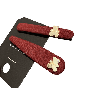 [중국 직배송] 밀리 한국 스타일 고급 새해 빨간 곰 머리핀 (2개입)