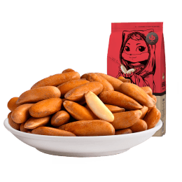[중국 직배송] 다람쥐 3마리 브라질산 잣 90g*1 손으로 깐 잣봉지 견과류와 건과일 스낵 특산품