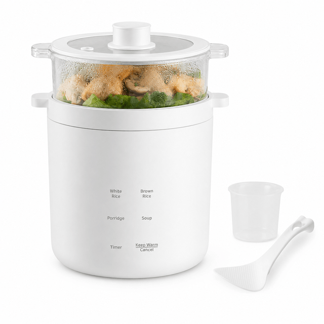 OLAYKS Mini Electric Rice Cooker with Steamer – 1.2L Capacity