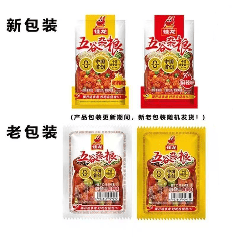 【中國直郵】 佳龍 五穀雜糧辣條 甜辣味 18克*1包+麻辣味 18克*1包 3