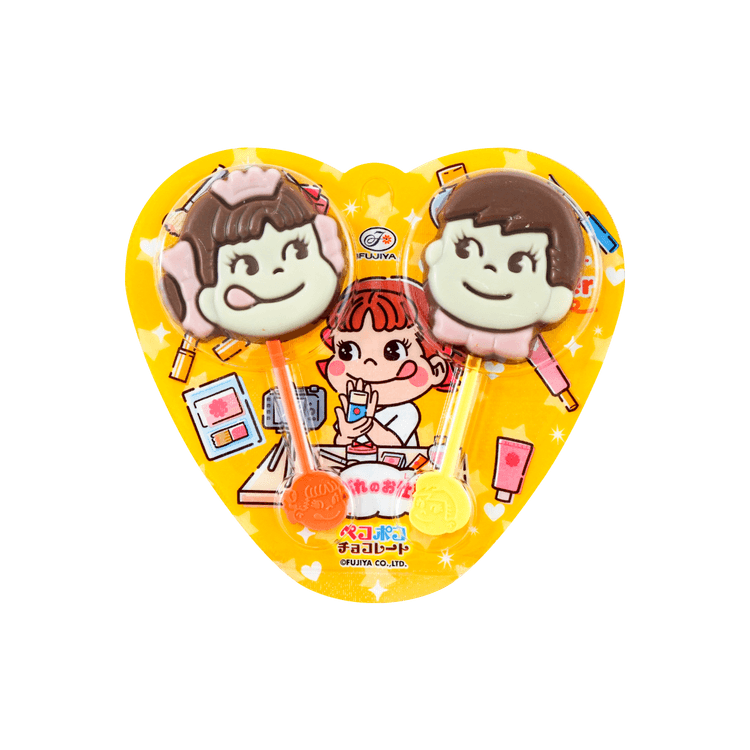 FUJIYA Peko Poko Chocolate Lollipops 6pcs(Good for 12 Kids) - Yami.com