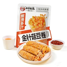 Enoki Mushroom Bean Roll Bean Curd Skin Wrapped Enoki Mushrooms Spicy Oil Enoki Mushrooms Dried Tofu Ready-to-Eat 118g*1 Bag Spicy Side Dish Appetiser