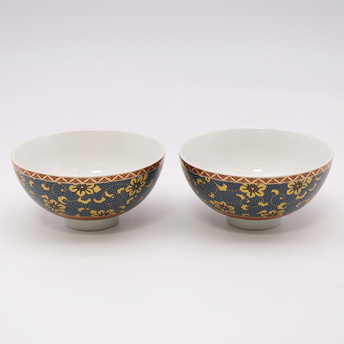 Kutani Ware Rice Bowl - Blue Dots