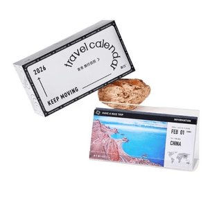 【中國直郵】 萬比鄰精選 雲水墨2026年旅行機票日曆創意桌歷旅行日曆環球版22.5*12*8cm*1盒