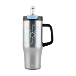 Party Tumbler Cup 900ml Cool Silver, Ceramic Coating Dual Lid Straw & Direct Drink