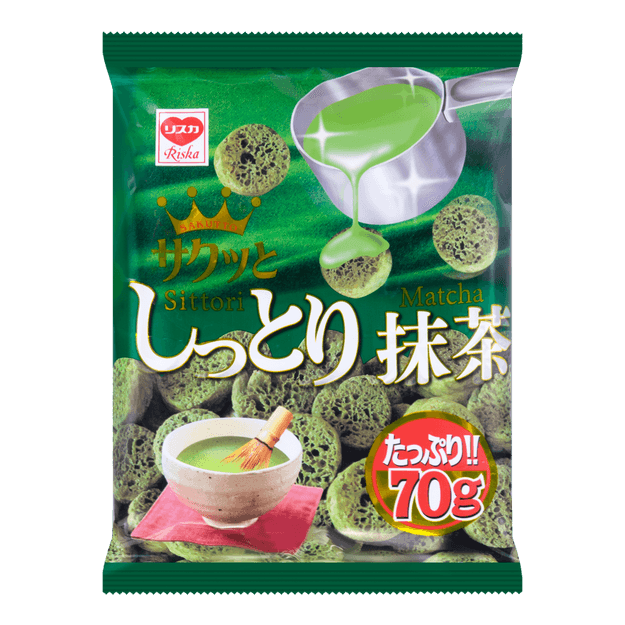商品详情 - 日本RISKA 粟米脆小饼 抹茶巧克力味 70g - image  0